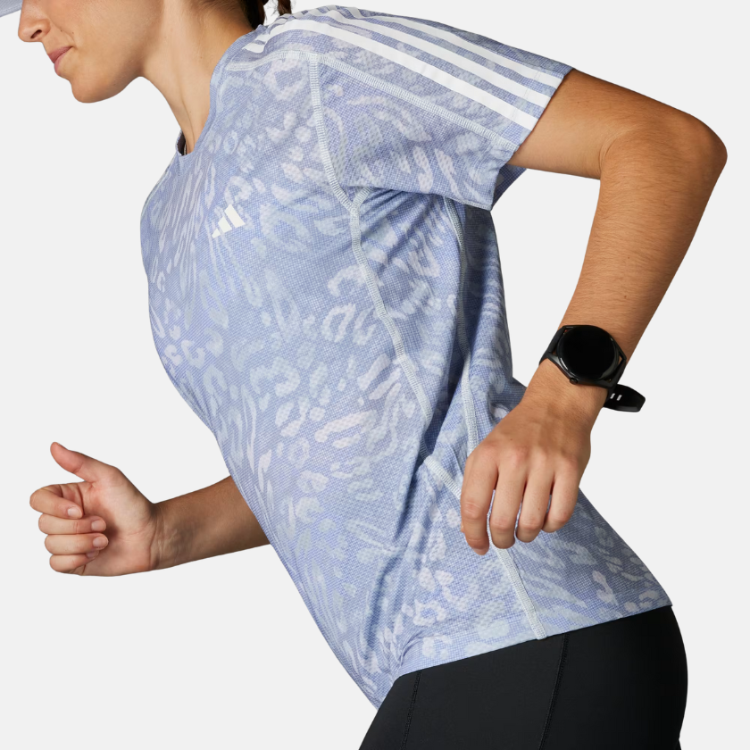 Adidas Own the Run CLIMACOOL 3-Stripes Women's Tee – Dash Grey / Violet Tone