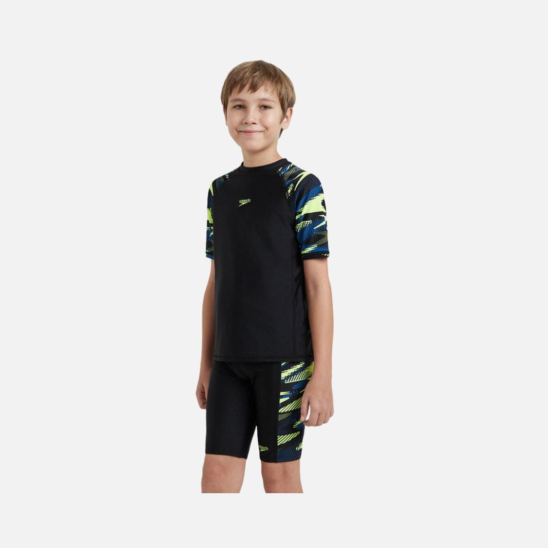 Speedo Boy's Endurance10 Hyperboom Print Short Sleeve Suntop
