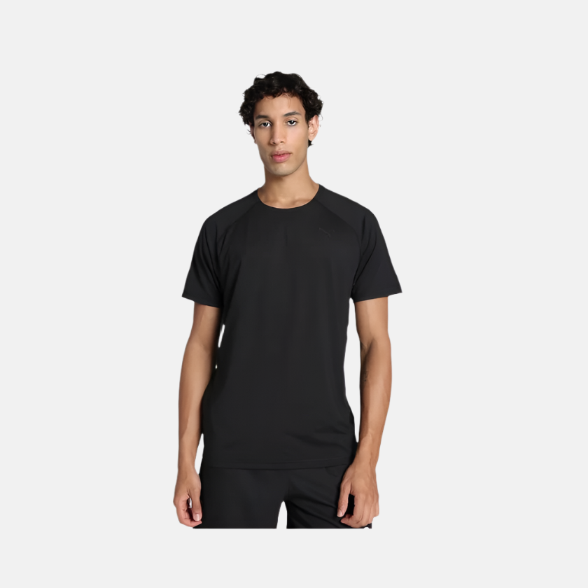 Puma Run Cloudspun Men's Running T-shirt -Black/Dark Olive