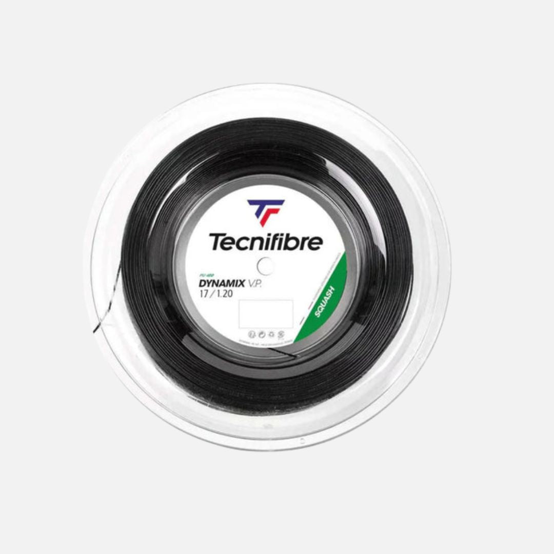 Tecnifibre Dynamix VP 17L Squash String Set - Black | 1.20mm Gauge | 9.70m for Power & Precision