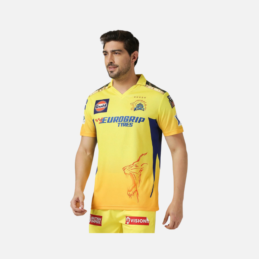 Chennai Super Kings Fan Jersey 2024-Dhoni (Half Sleeve) -Yellow
