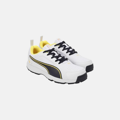 Puma Men’s Cricket HighRun Sneakers - White/Pele Yellow/Navy