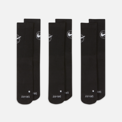 Nike Everyday Crew Basketball Socks (3 Pairs) -Black/White