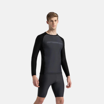Speedo Men’s Endurance10 Long Sleeve Sun Top – Grey / Black