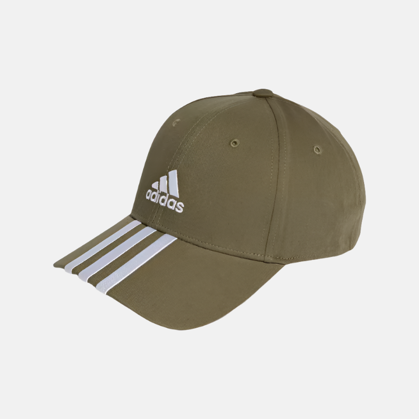 Adidas 3 stripes Cotton Twill Men's Baseball Training  Cap -Olive Strata / White