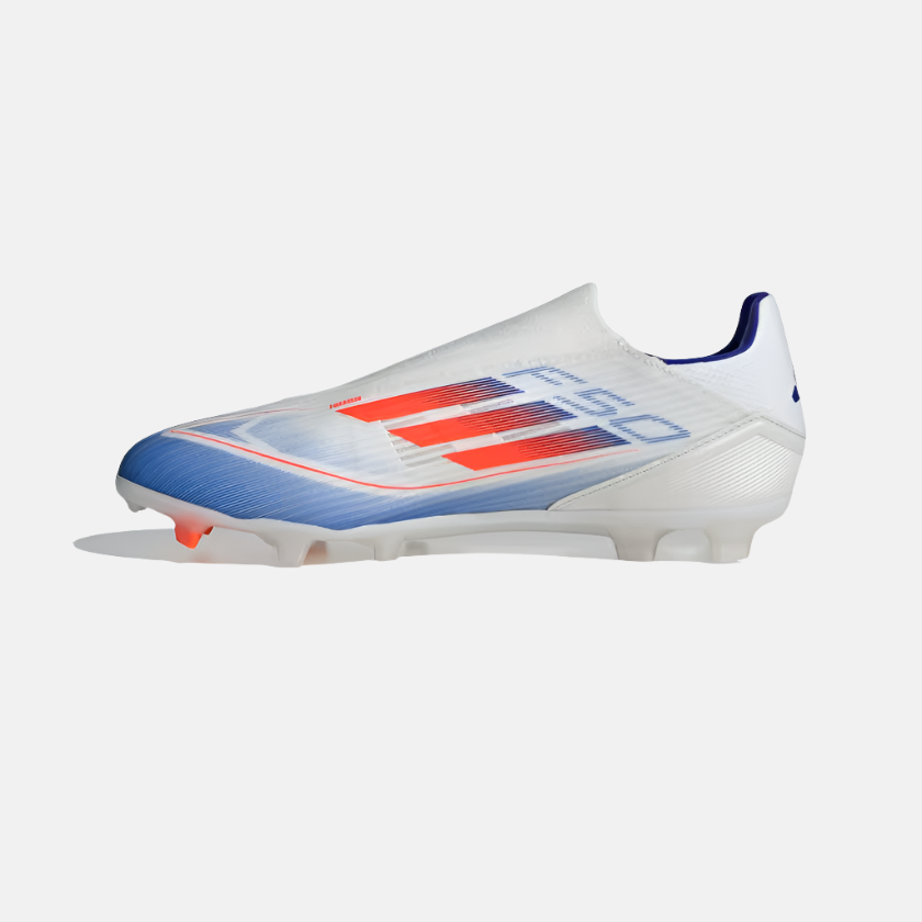 Adidas F50 League Laceless Firm Unisex Football Ground Shoes -Cloud White/Solar Red/Lucid Blue