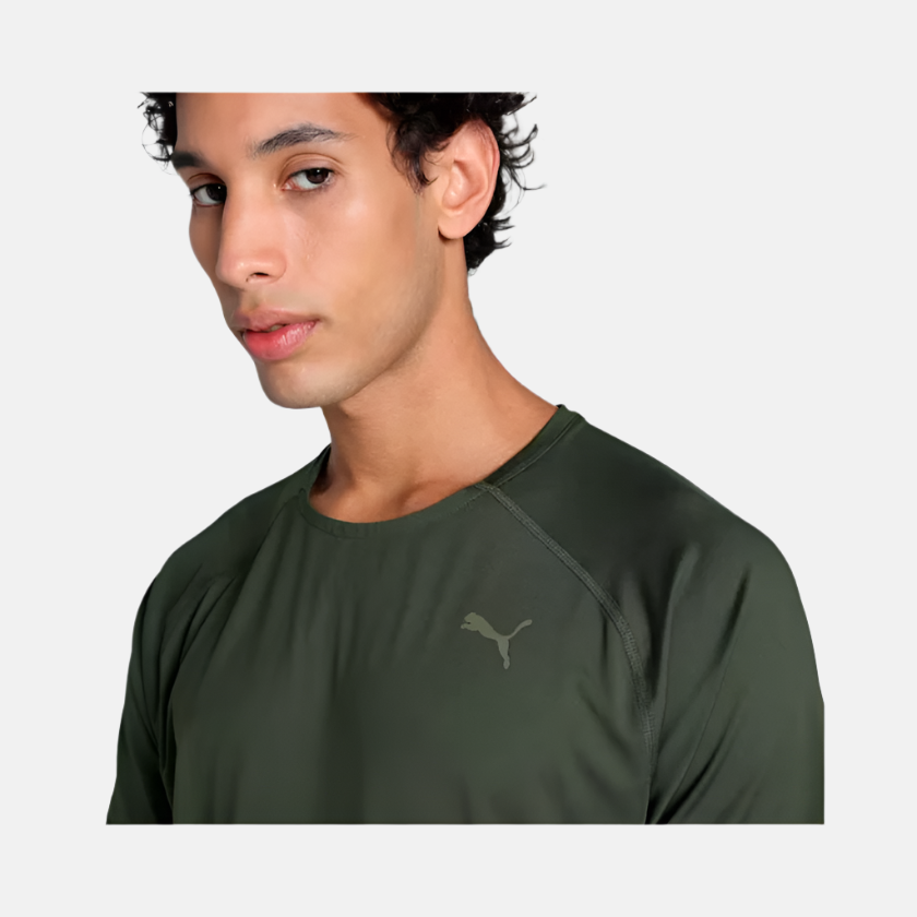 Puma Run Cloudspun Men's Running T-shirt -Dark Olive