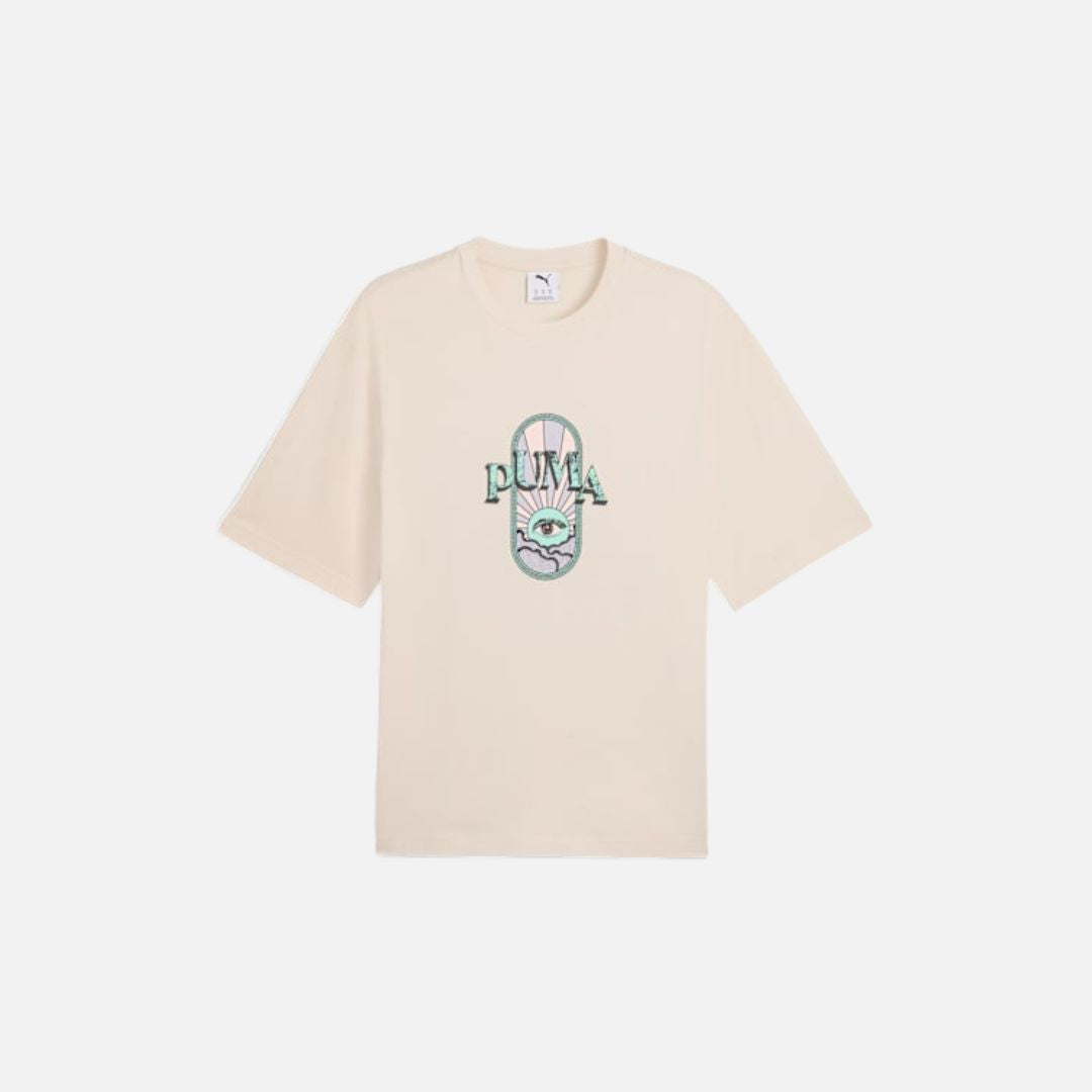 Puma Graphic Printed Men's Boxy Cotton T-shirt-Alpine Snow