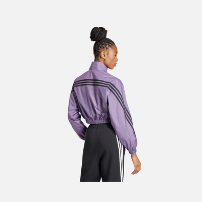 Adidas Future Icons 3 Stripes Woven 1/4 Zip Women Jacket -Shadow Violet