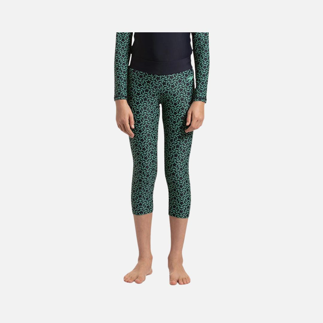 Speedo Girl's Endurance 10 Boomstar Printed Active Capri - True Navy & Green Glow