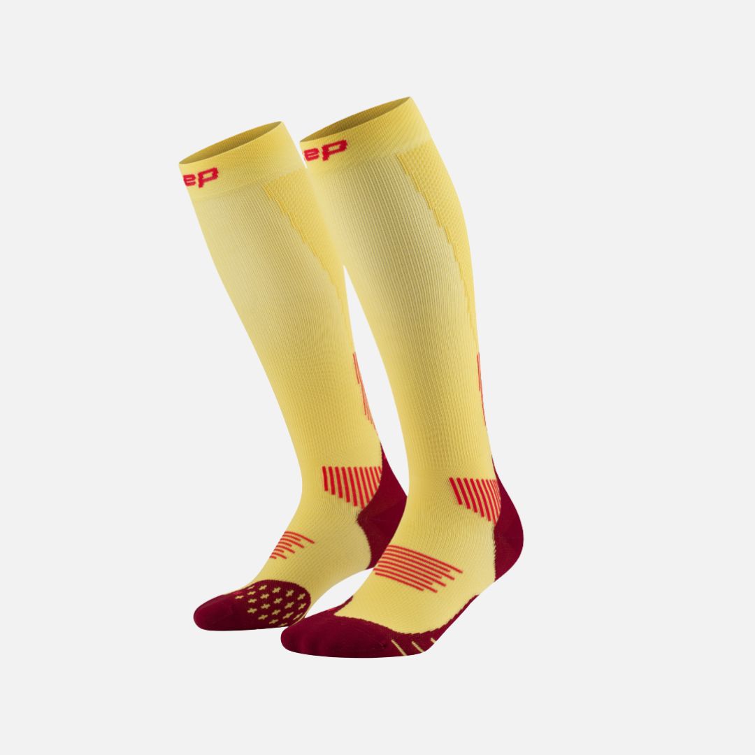 Cep Core Run Socks Tall Men - marigold/burgundy