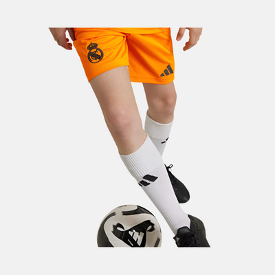 Adidas Real Madrid 24/25 Away Kids Football Shorts (7-16Year)- Crew Orange