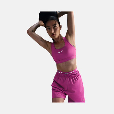 Nike Swoosh Medium-Support Women's Padded Sports Bra -Hot Fuchsia/White