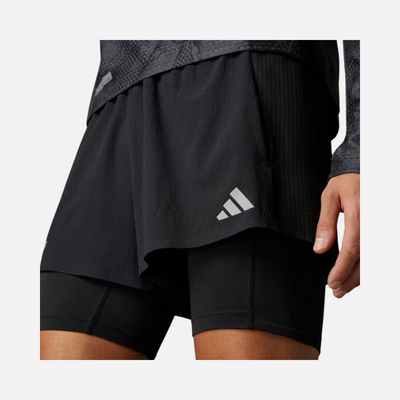 Adidas Ultimate 2 in 1 Men's Running Shorts -Black/Black