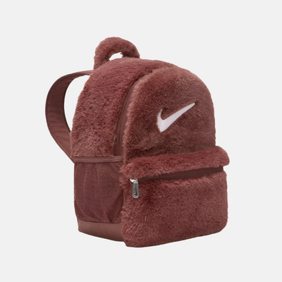 Nike Older Kids' Faux Fur Backpack 11L -Dark Pony/Dark Pony/Pink Foam