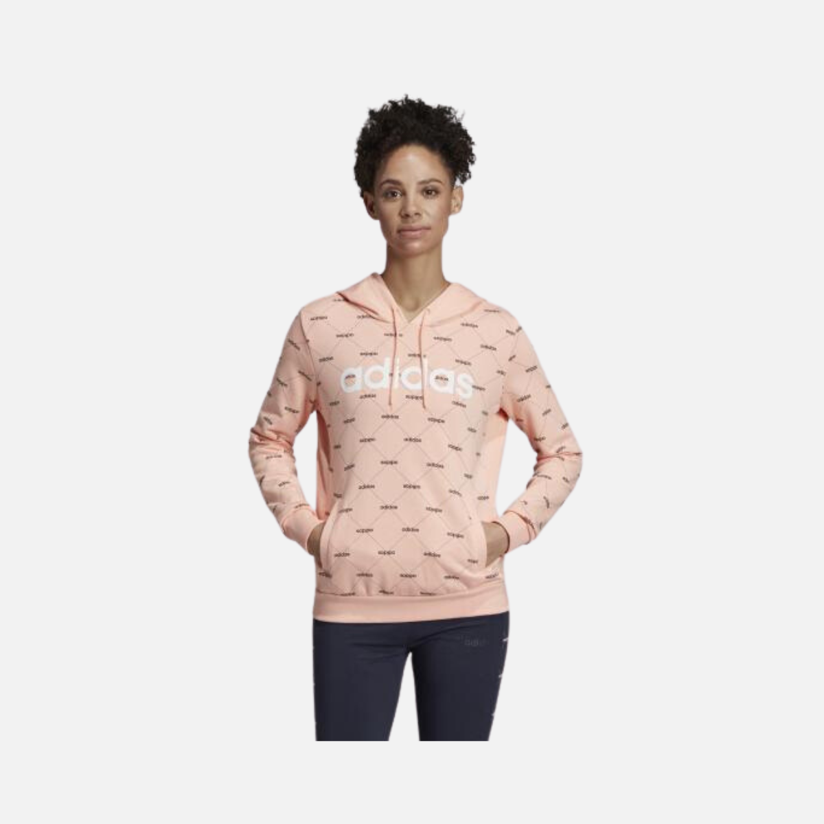 Adidas Linear Graphic Women's Hoodie -Glow Pink/Black