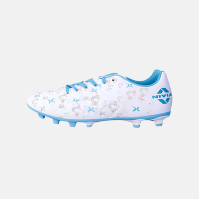 Nivia Spear 2.0 Men's Football Shoes -White/Sky Blue