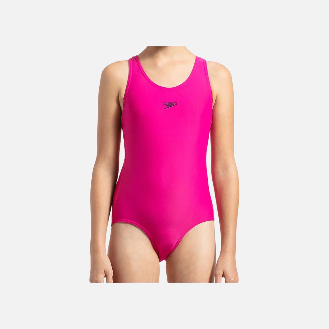 Speedo Girl's Endurance 10 Lycra Racerback Swimwear - Electric Pink & True Navy