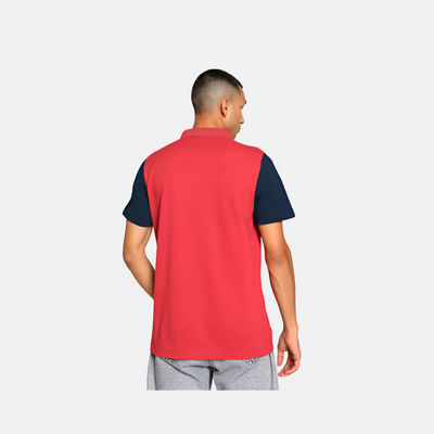 Puma Contrast Sleeve Slim Fit Men's Polo T-shirt -Club Red