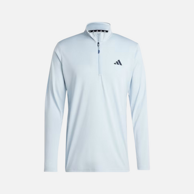 Adidas Essential Seasonal Men's Training 1/4-Zip Long Sleeve Sweat Shirt -Wonder Blue/Legend Ink