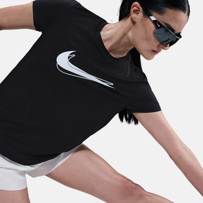 Nike One Swoosh Women's Dri-FIT Short-Sleeve Running Top – Black