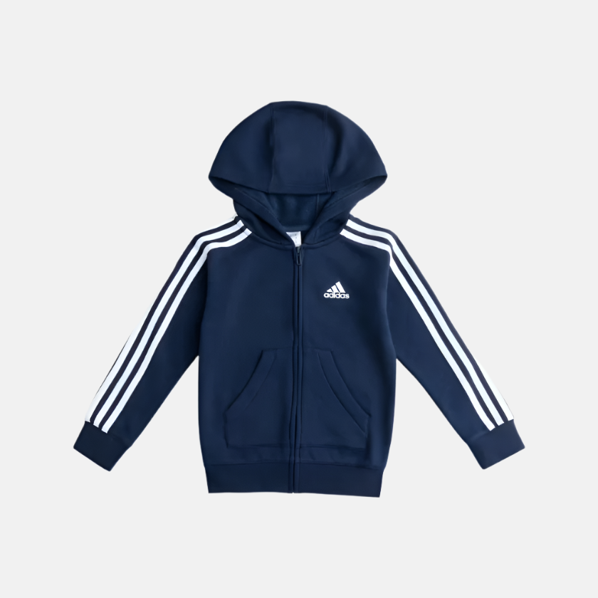 Adidas 3 Stripes Full Sleeve Kids Girl Hoodie (14-16Years) -Collegiate Navy