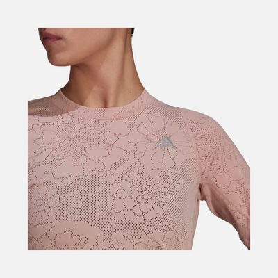 Adidas Run Fast Lace Crop Women's Running T-shirt -Wonder Mauve / Magic Mauve