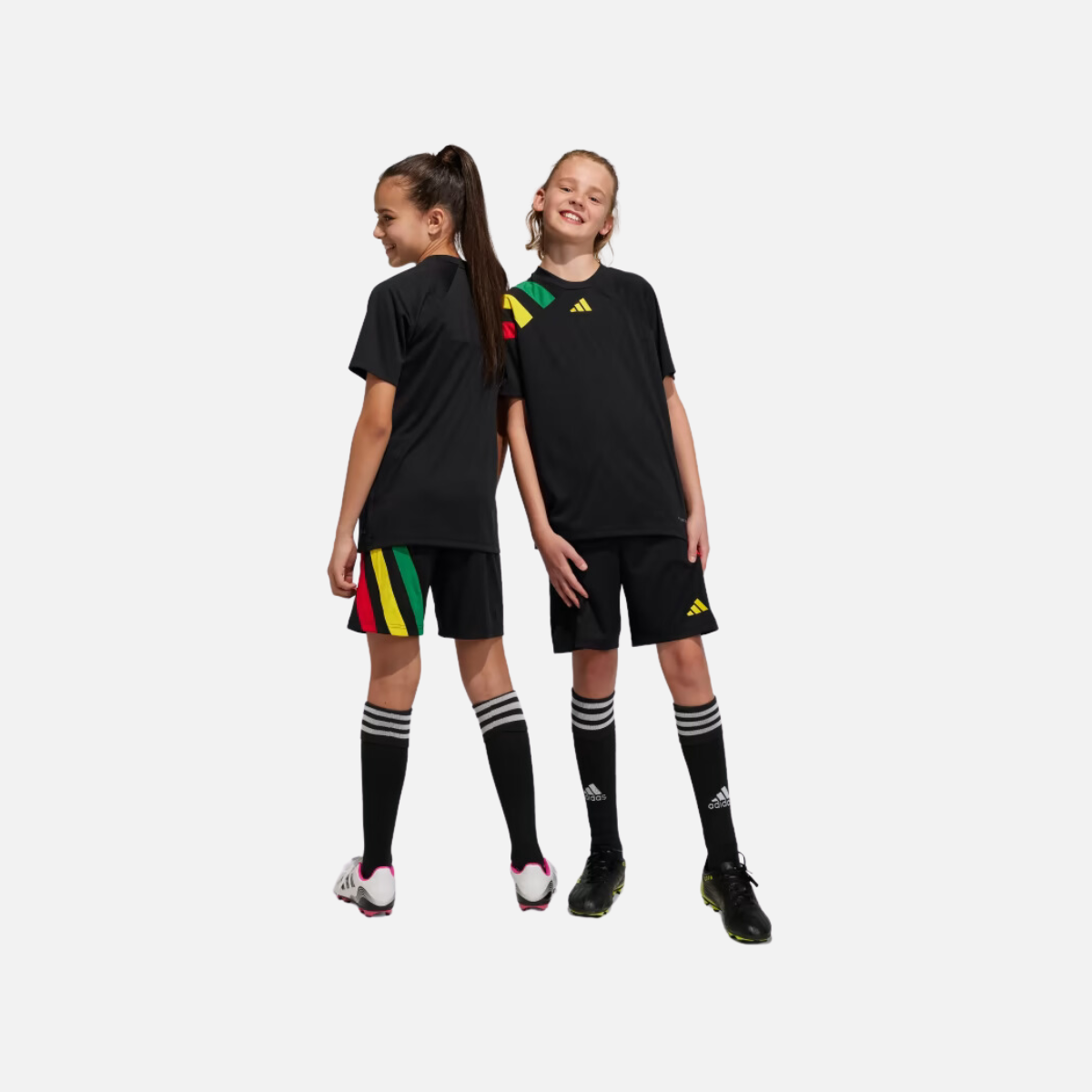 Adidas Fortore 23 Kids Unisex Shorts (5-16 Years) -Black/Team Collegiate Red/Team Yellow/Team Green