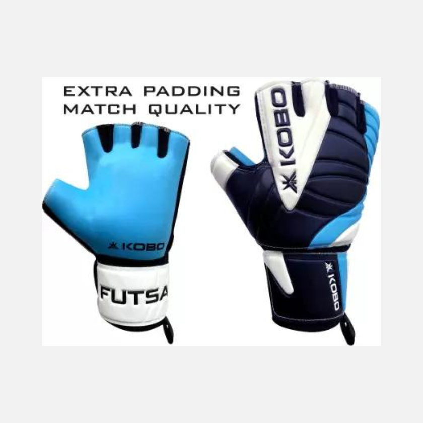 Kobo FUTSAL Football Goal Keeper Gloves Adult -Blue/White