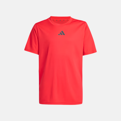 Adidas Train Essentials 3-Stripes Kids Unisex Tee Set (14Year) -Pure Ruby/Black