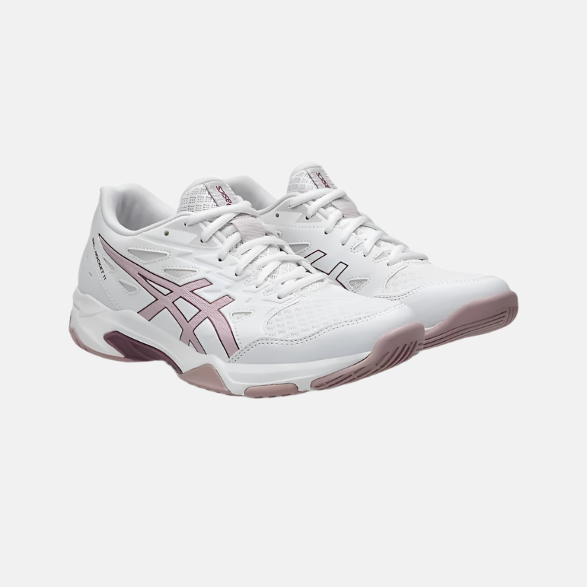 Asics GEL-ROCKET 11 Women's Badminton Shoes -White/Watershed Rose