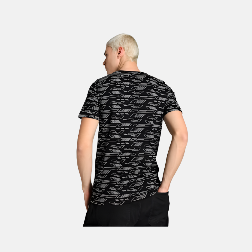 Puma Printed Slim Fit Men's T-shirt -Black