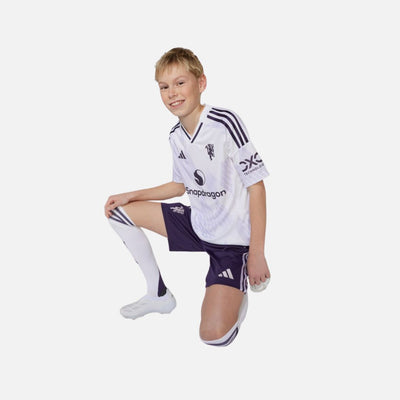 ADIDAS Manchester United 25/26 Away Shorts Kids Aurora Plum
