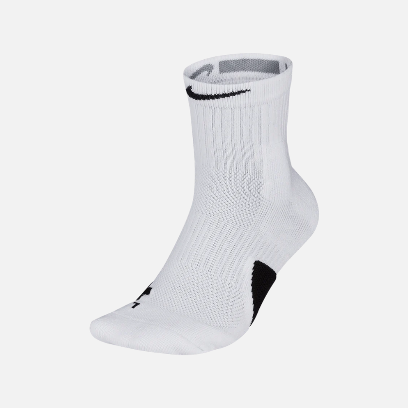 Nike Elite Mid Basketball Unisex Socks -White/Black/Black