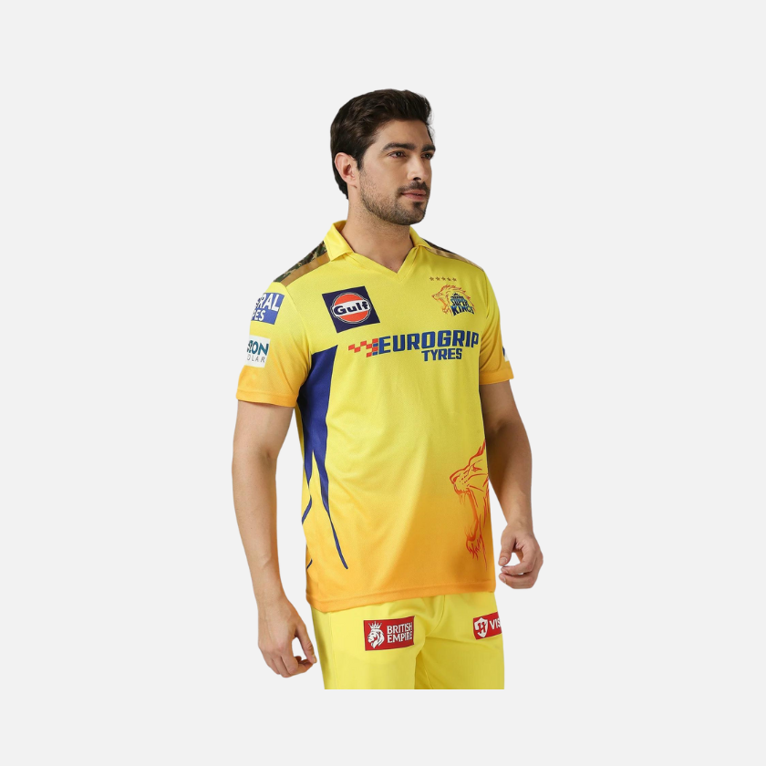 Chennai Super Kings Fan Jersey 2024-Dhoni 7 (Half Sleeve) -Yellow