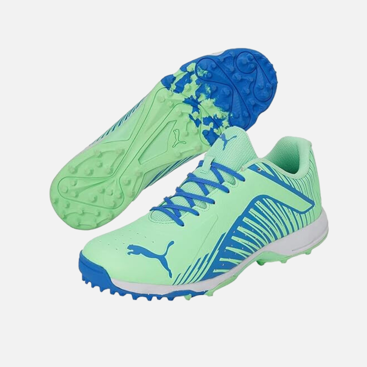 Puma 22 Fh Rubber Men's Cricket Shoe - Elektro Green/Bluemazing-White