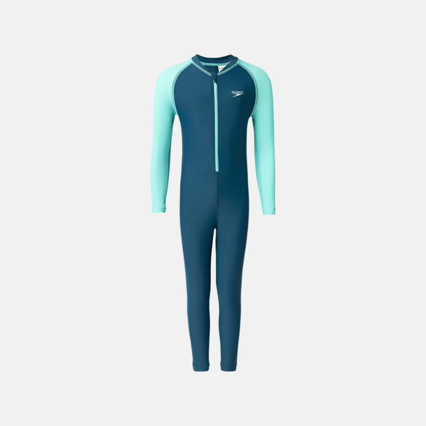 Speedo Enduraflex Color Boy's Block All In One Suit - Dark Teal/Arctic Glass