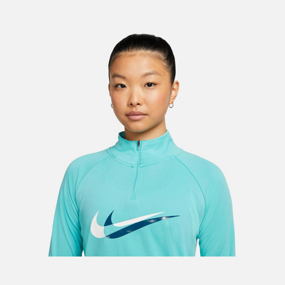 Nike Dri-FIT Swoosh Run 1/4-Zip Women Running T-shirt -Washed Teal/Marina/Reflective Silv/White