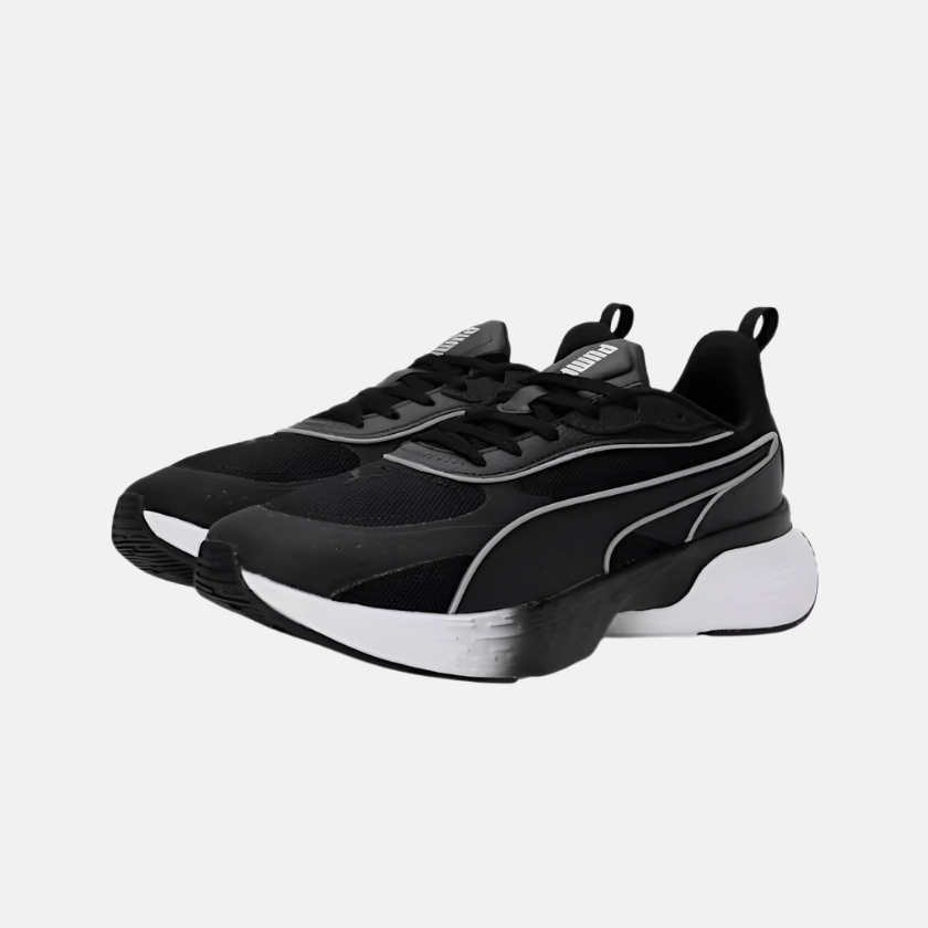 Puma Softride Sway Chase Unisex Running Shoes - Black/White/Flat Dark Gray