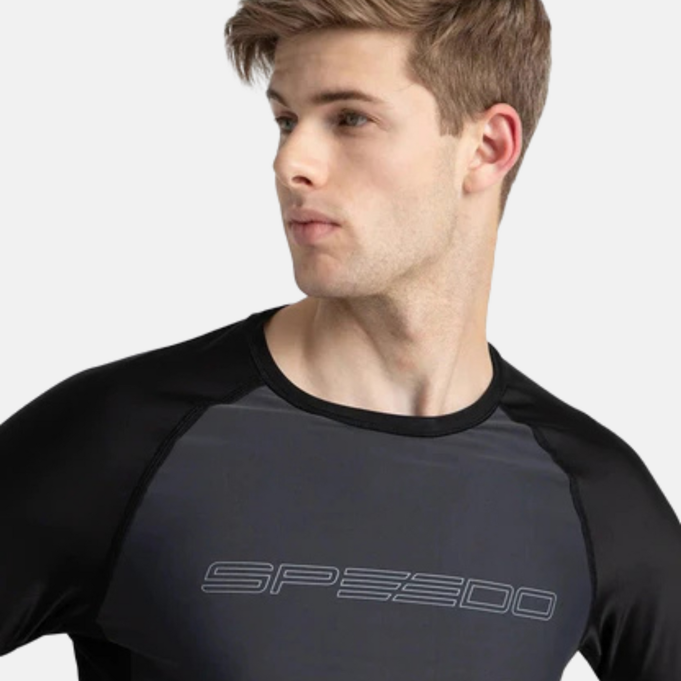 Speedo Men’s Endurance10 Long Sleeve Sun Top – Grey / Black
