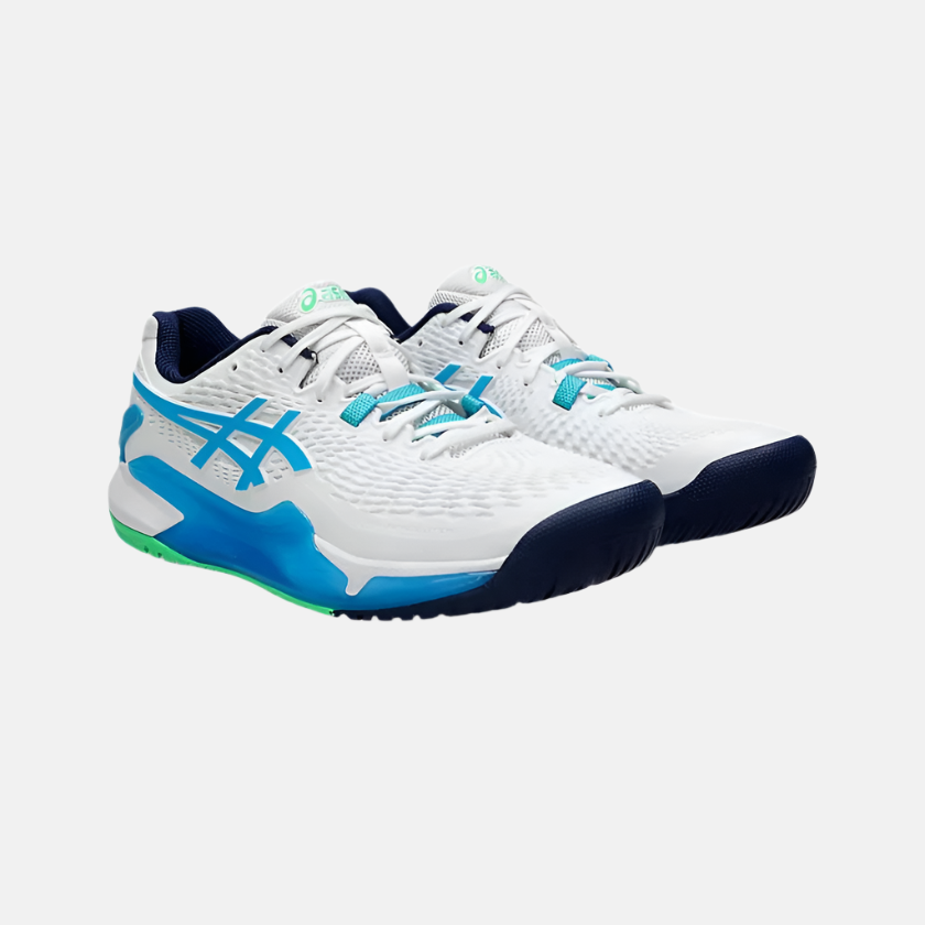 Asics GEL-RESOLUTION 9 Men's Tennis Shoes -White/Digital Aqua