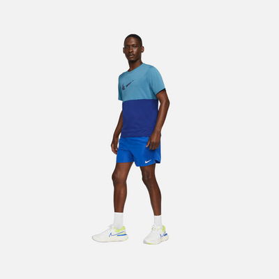 Nike Dri-FIT Run Wild Run Men's Short-Sleeve Graphic Running Top -Rift Blue/Deep Royal Blue/Blue Void