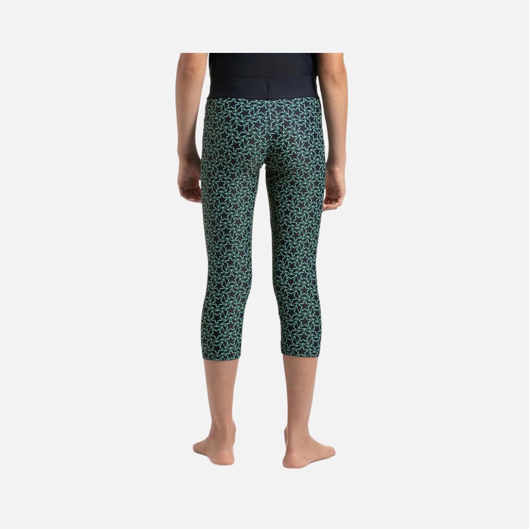 Speedo Girl's Endurance 10 Boomstar Printed Active Capri - True Navy & Green Glow