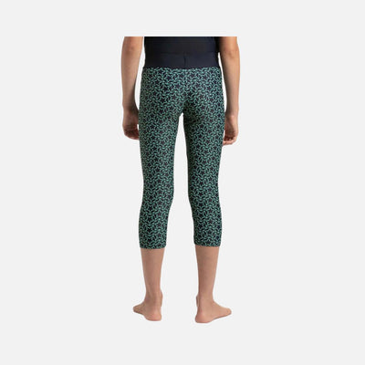 Speedo Girl's Endurance 10 Boomstar Printed Active Capri - True Navy & Green Glow