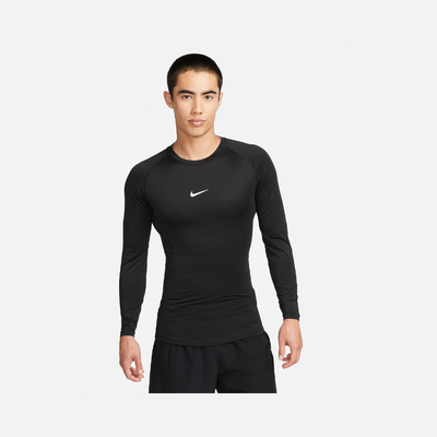 Nike Pro Men's Dri-FIT Tight Long-Sleeve Fitness Top -Black/White