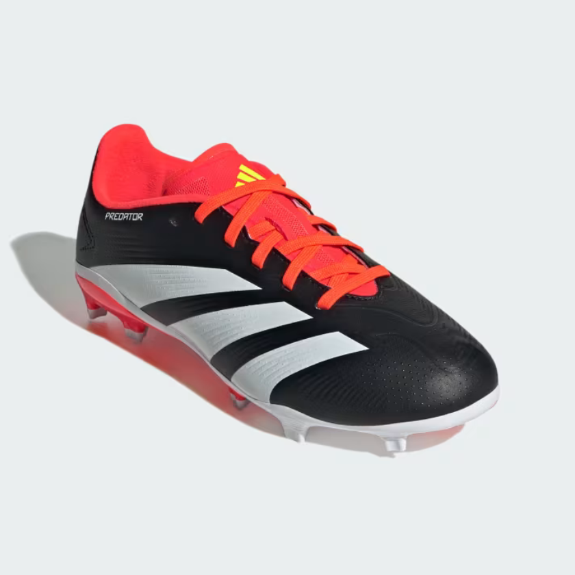 Adidas Predator 24 League Firm Ground Soccer Kids Unisex Shoes (4-7Year) -Core Black/Cloud White/Solar Red