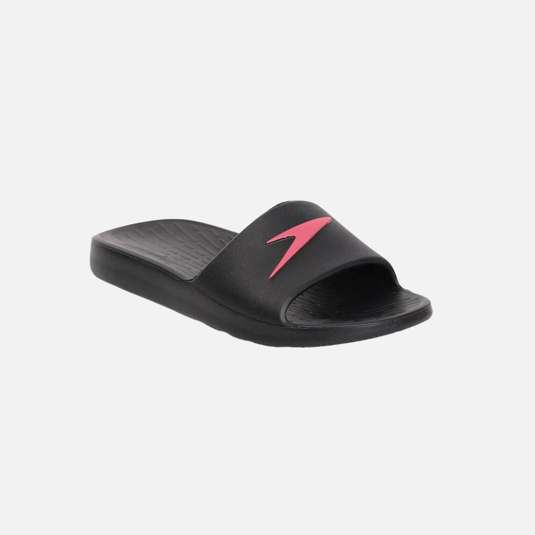 Speedo Women's Single Colour Slides - Black & Raspberry Fill