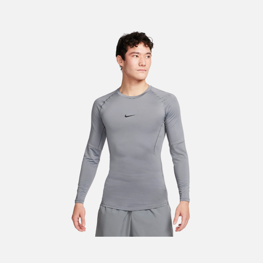 Nike Pro Dri-FIT Tight Long-Sleeve Men's Fitness Top -Smoke Grey/Black