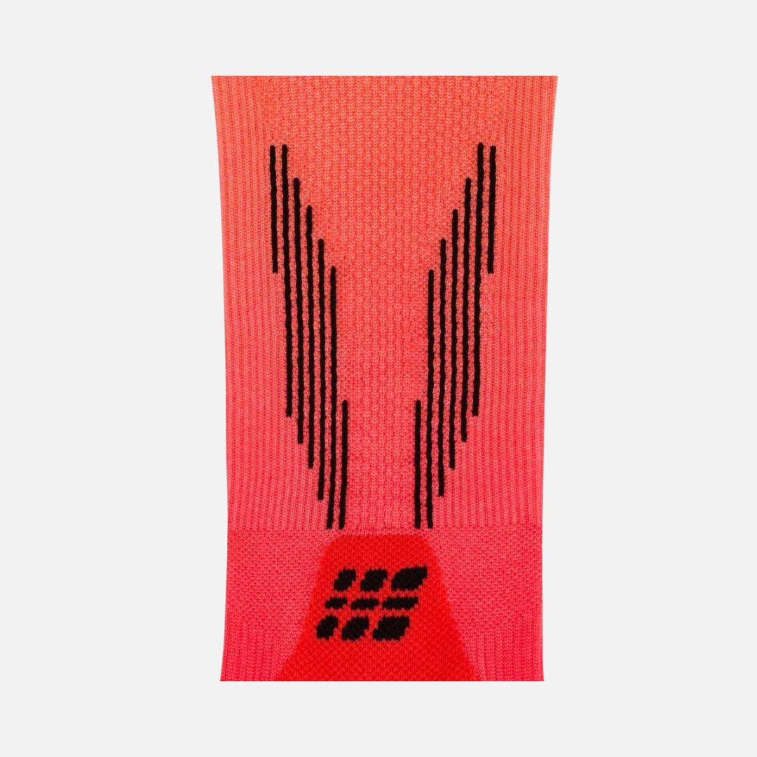 CEP Core Run Men's Long Compression Sports Socks RED/M.GOLD FAD