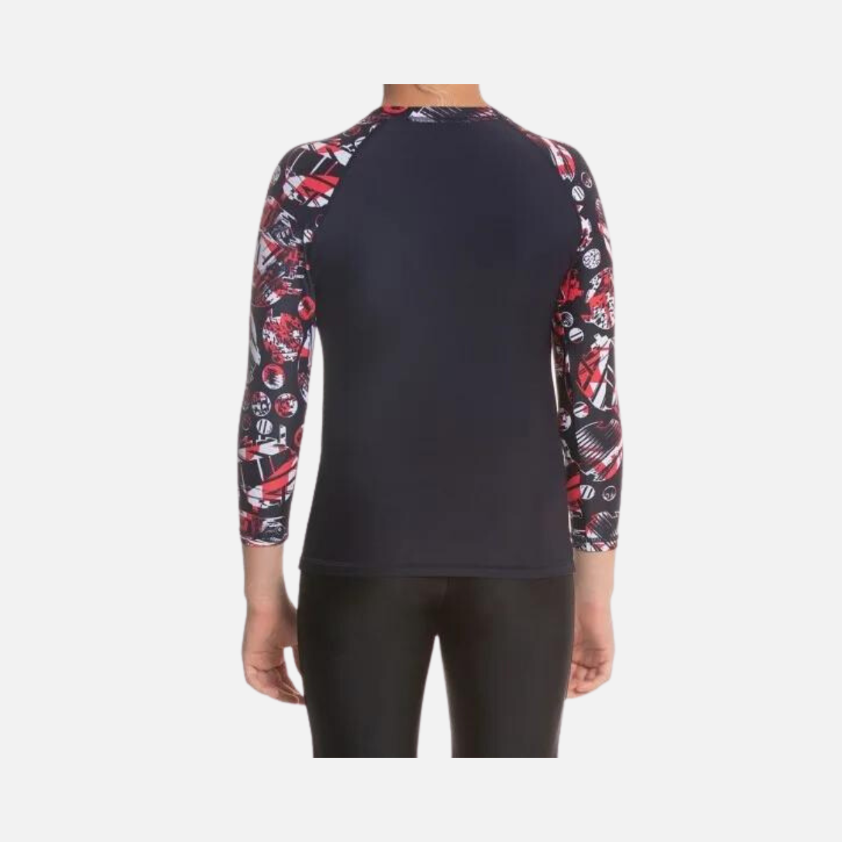 Speedo Glitchamp Allover Long Sleeve Sun Top - Navy/Lava Red/White